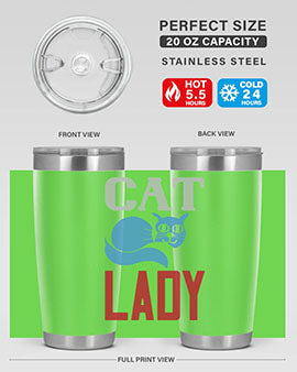 Cat Lady Style 31# Tumbler, a stylish 20oz double wall vacuum stainless steel tumbler with a press-in lid, perfect for cat lovers.
