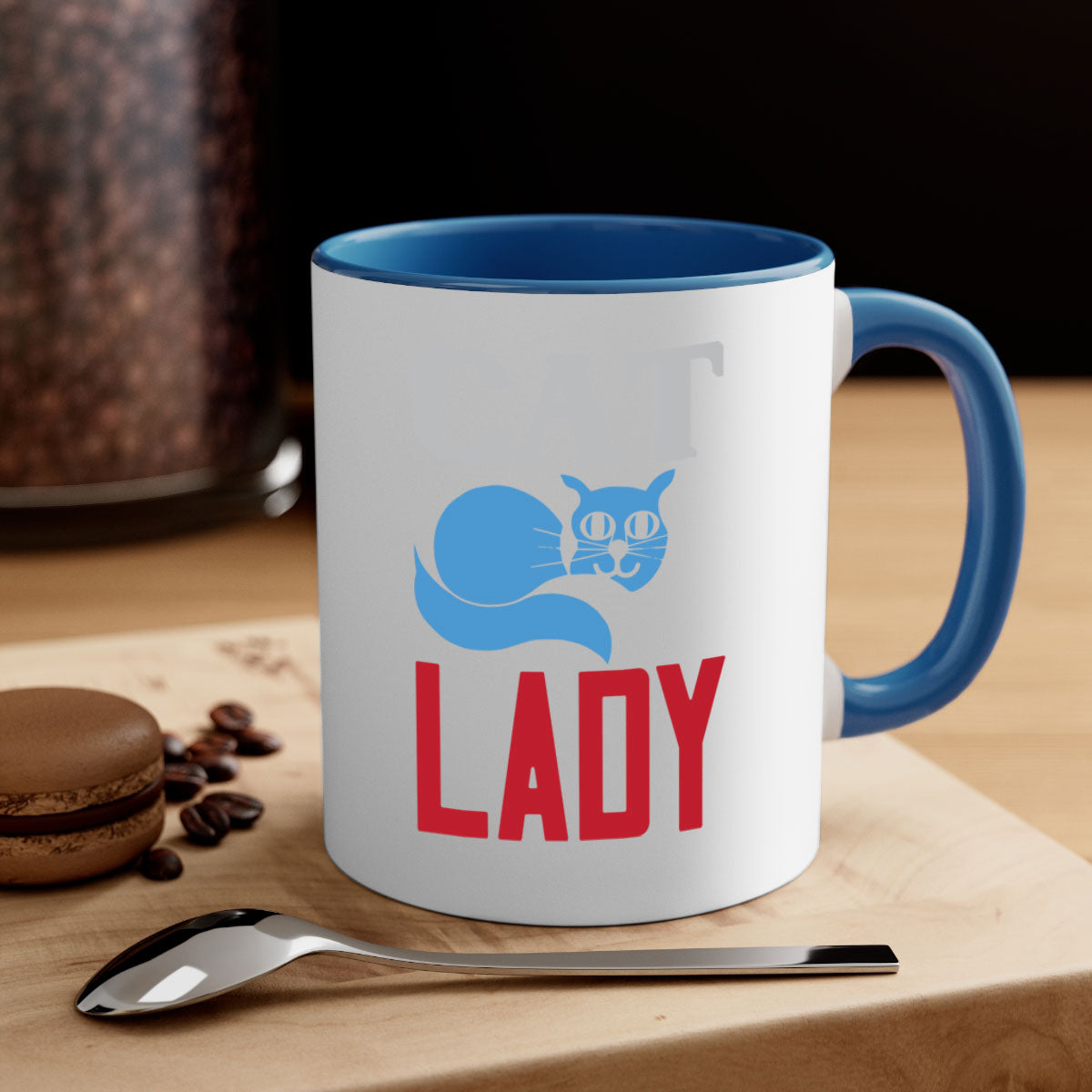 Cat Lady Style 31# Mug featuring a two-tone design with a colored handle and glossy finish, available in multiple colors.