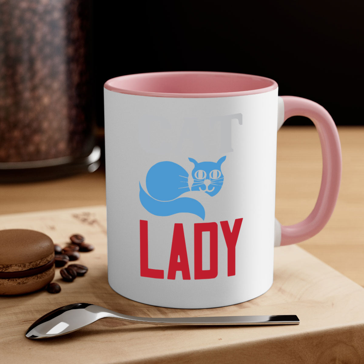 Cat Lady Style 31# Mug featuring a two-tone design with a colored handle and glossy finish, available in multiple colors.
