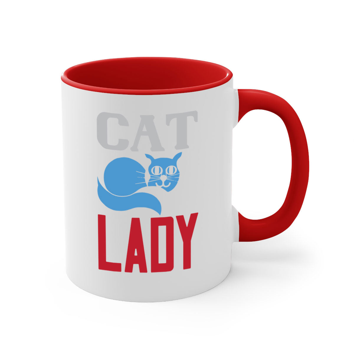 Cat Lady Style 31# Mug featuring a two-tone design with a colored handle and glossy finish, available in multiple colors.