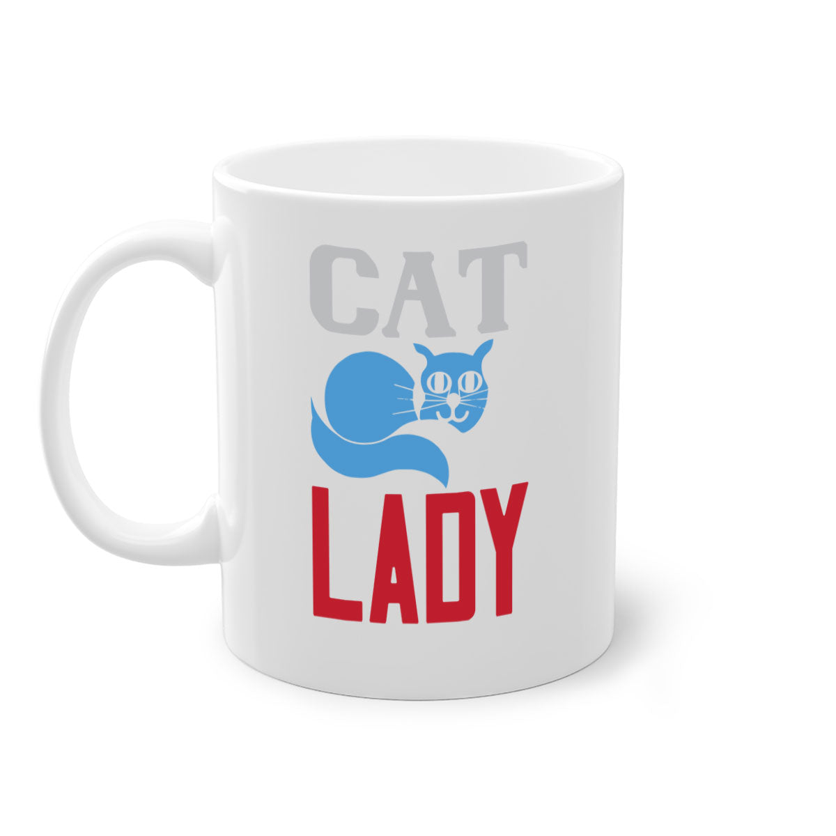 Cat Lady Style 31# Mug featuring a two-tone design with a colored handle and glossy finish, available in multiple colors.