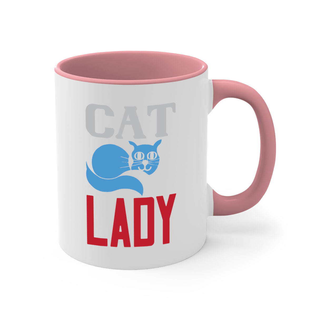 Cat Lady Style 31# Mug featuring a two-tone design with a colored handle and glossy finish, available in multiple colors.