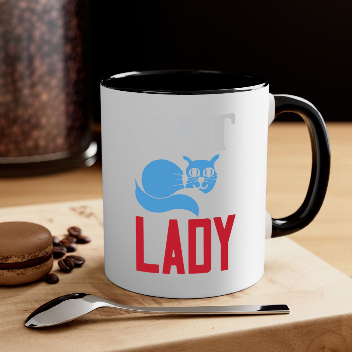 Cat Lady Style 31# Mug featuring a two-tone design with a colored handle and glossy finish, available in multiple colors.