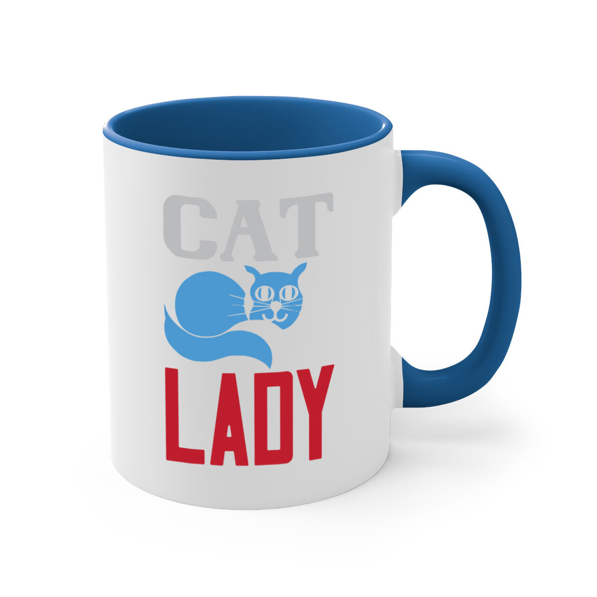 Cat Lady Style 31# Mug featuring a two-tone design with a colored handle and glossy finish, available in multiple colors.
