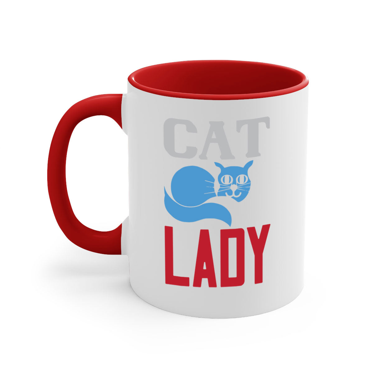 Cat Lady Style 31# Mug featuring a two-tone design with a colored handle and glossy finish, available in multiple colors.