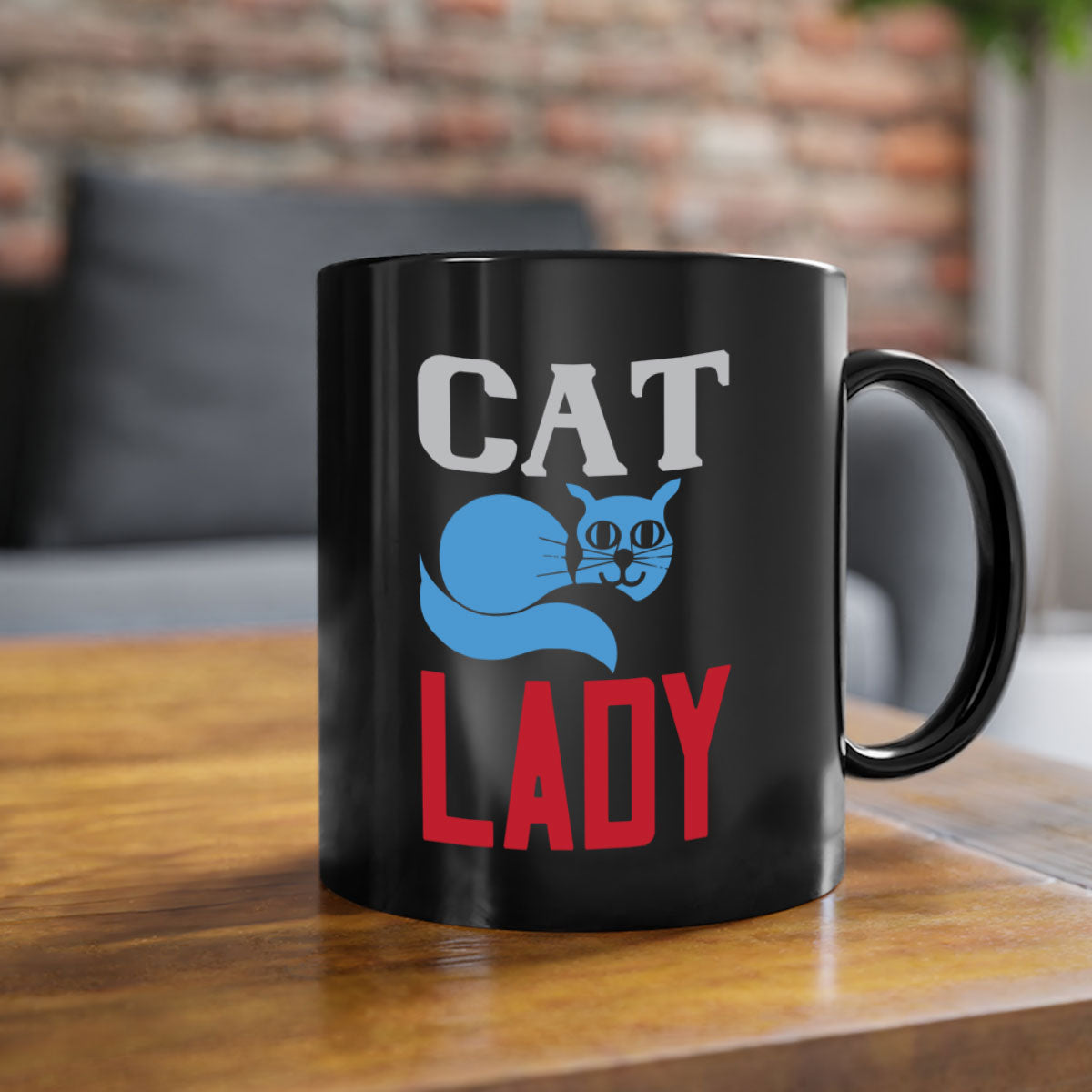 Cat Lady Style 31# Mug featuring a two-tone design with a colored handle and glossy finish, available in multiple colors.