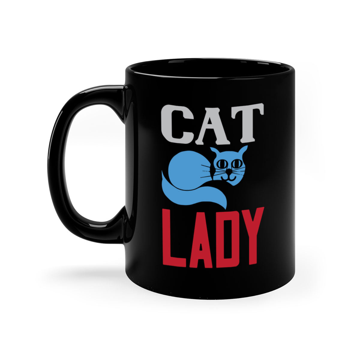 Cat Lady Style 31# Mug featuring a two-tone design with a colored handle and glossy finish, available in multiple colors.