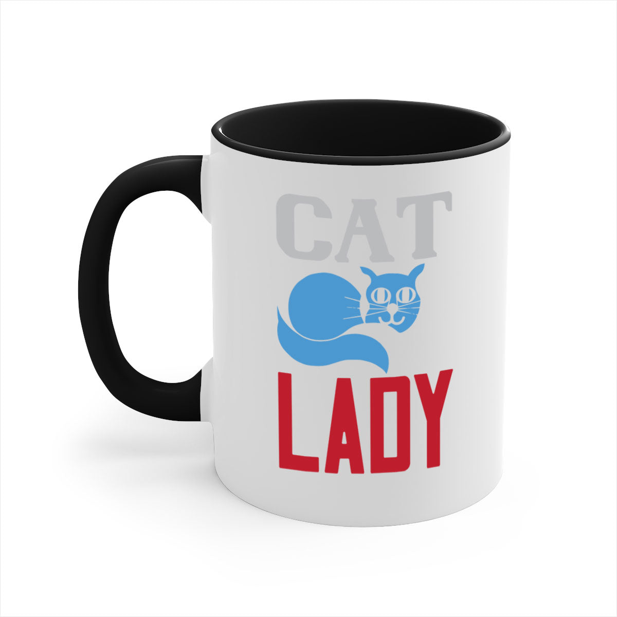 Cat Lady Style 31# Mug featuring a two-tone design with a colored handle and glossy finish, available in multiple colors.