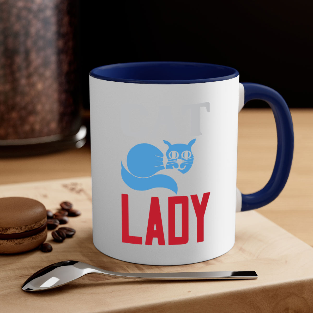 Cat Lady Style 31# Mug featuring a two-tone design with a colored handle and glossy finish, available in multiple colors.