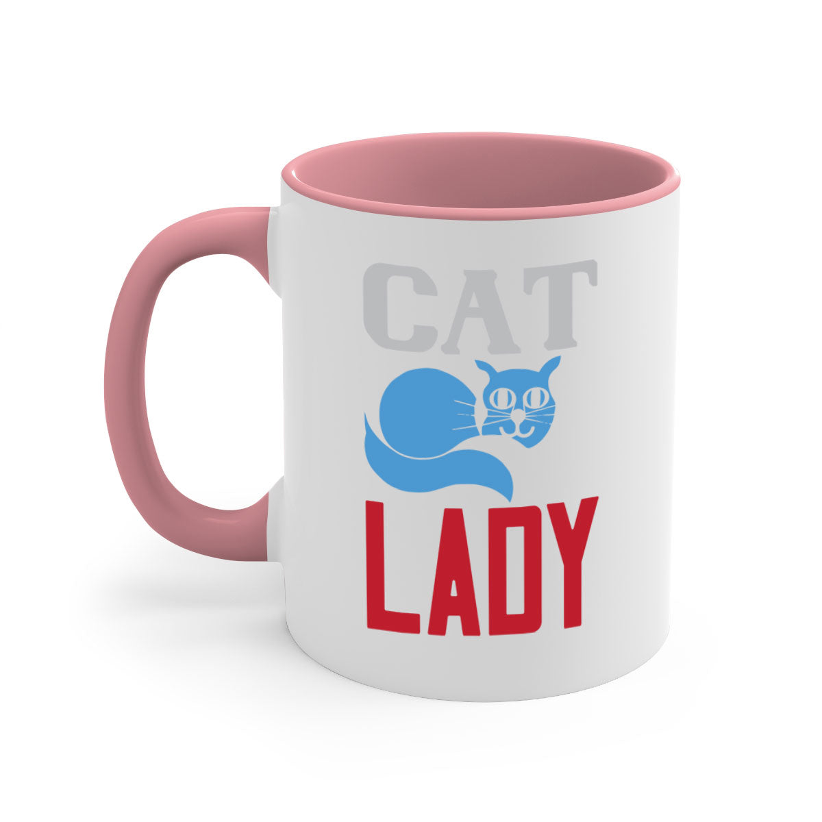 Cat Lady Style 31# Mug featuring a two-tone design with a colored handle and glossy finish, available in multiple colors.