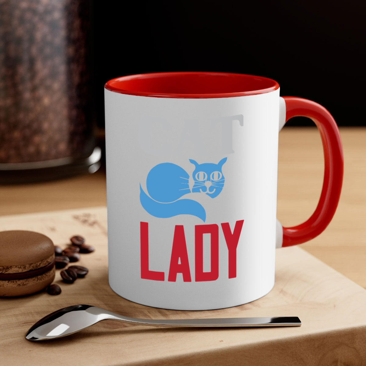 Cat Lady Style 31# Mug featuring a two-tone design with a colored handle and glossy finish, available in multiple colors.