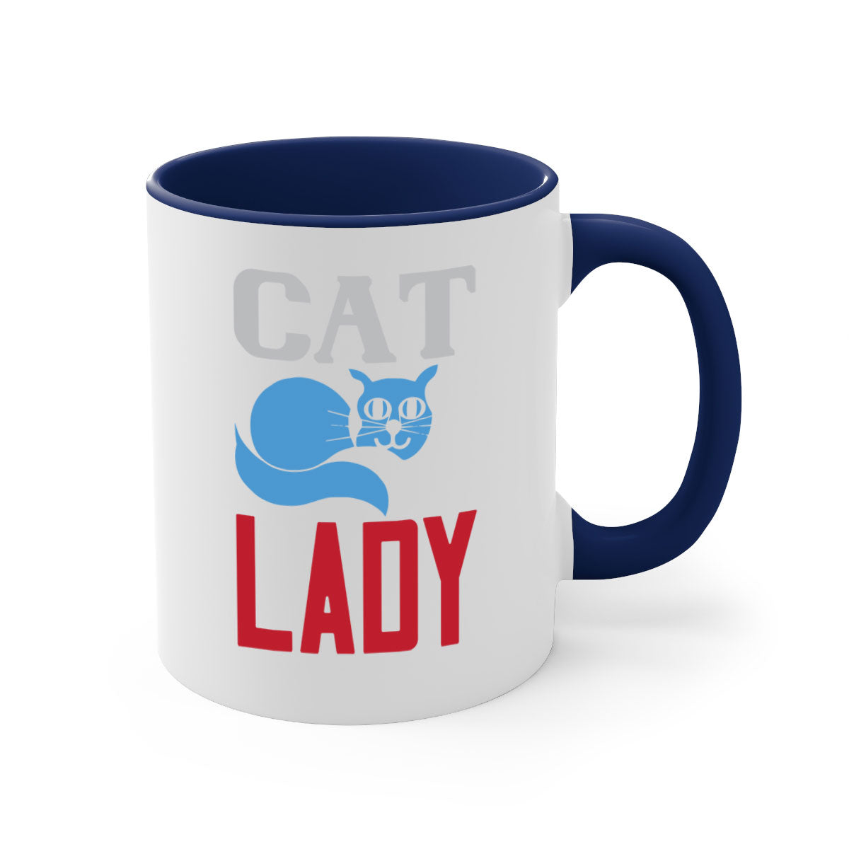 Cat Lady Style 31# Mug featuring a two-tone design with a colored handle and glossy finish, available in multiple colors.