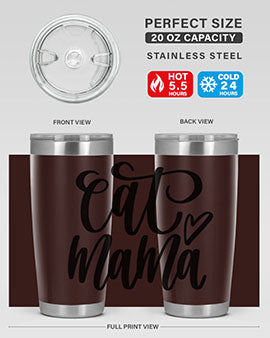 Cat Mama Style 83# Tumbler in stainless steel with a stylish design, perfect for cat lovers.