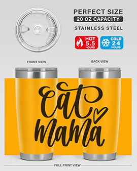Cat Mama Style 83# Tumbler in stainless steel with a stylish design, perfect for cat lovers.