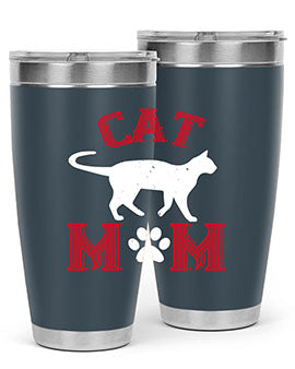Cat Mom Style 35# Tumbler in stainless steel with vibrant cat-themed design, showcasing its double wall vacuum insulation.