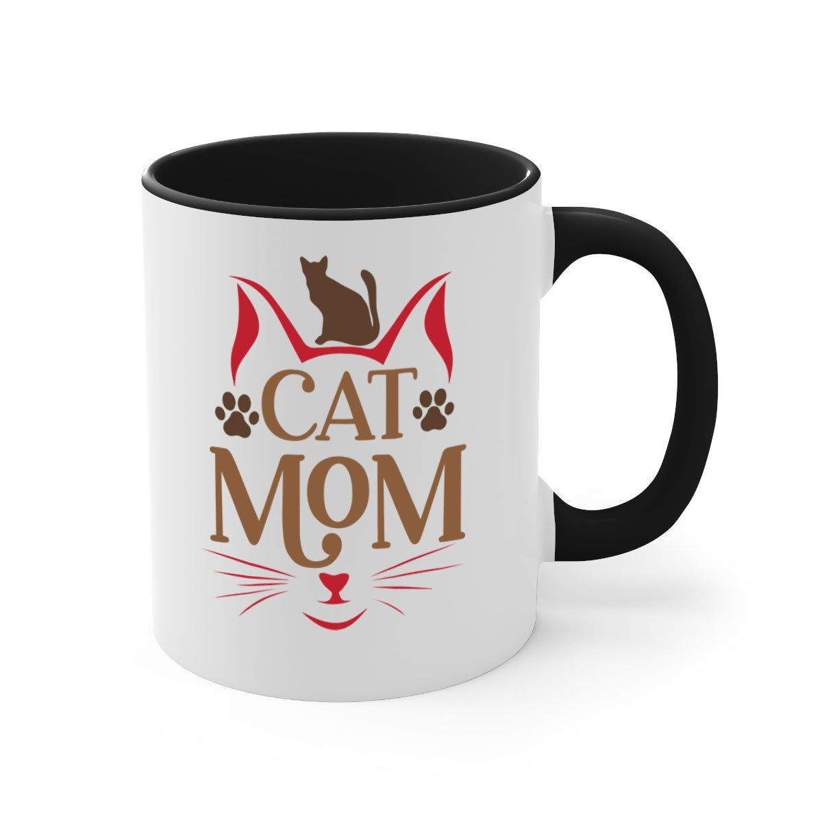 Cat Mom Style 6# Mug featuring a two-tone design with a colored handle and interior, available in five colors.