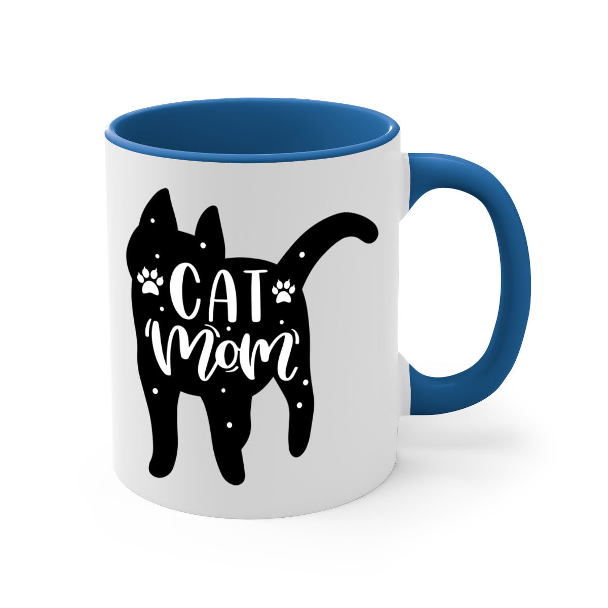 Cat Mom Style 86# Mug featuring a glossy finish, colored handle, and interior in five vibrant colors.