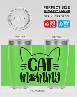 Cat Mommy Style 88# Tumbler in stainless steel with a stylish design, perfect for cat lovers.