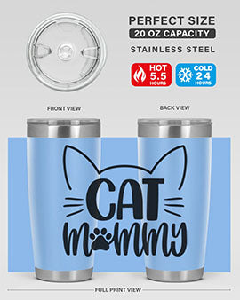 Cat Mommy Style 88# Tumbler in stainless steel with a stylish design, perfect for cat lovers.