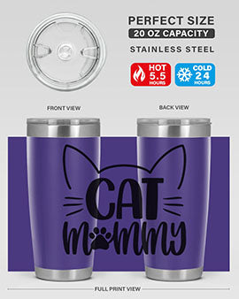 Cat Mommy Style 88# Tumbler in stainless steel with a stylish design, perfect for cat lovers.