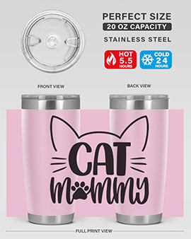 Cat Mommy Style 88# Tumbler in stainless steel with a stylish design, perfect for cat lovers.