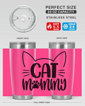 Cat Mommy Style 88# Tumbler in stainless steel with a stylish design, perfect for cat lovers.