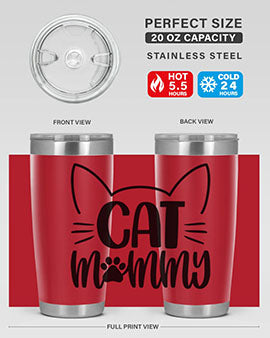 Cat Mommy Style 88# Tumbler in stainless steel with a stylish design, perfect for cat lovers.
