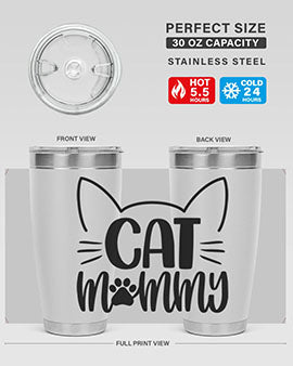 Cat Mommy Style 88# Tumbler in stainless steel with a stylish design, perfect for cat lovers.