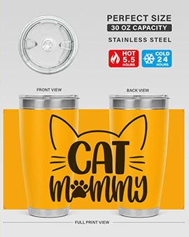 Cat Mommy Style 88# Tumbler in stainless steel with a stylish design, perfect for cat lovers.