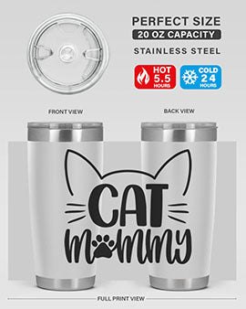Cat Mommy Style 88# Tumbler in stainless steel with a stylish design, perfect for cat lovers.