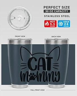 Cat Mommy Style 88# Tumbler in stainless steel with a stylish design, perfect for cat lovers.