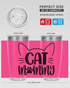 Cat Mommy Style 88# Tumbler in stainless steel with a stylish design, perfect for cat lovers.