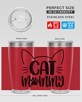 Cat Mommy Style 88# Tumbler in stainless steel with a stylish design, perfect for cat lovers.