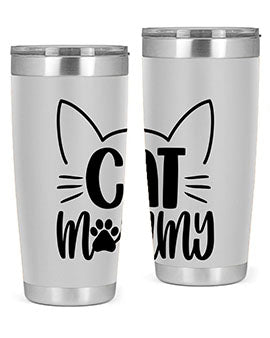 Cat Mommy Style 88# Tumbler in stainless steel with a stylish design, perfect for cat lovers.