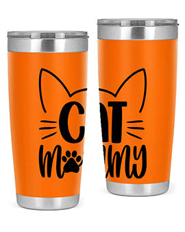 Cat Mommy Style 88# Tumbler in stainless steel with a stylish design, perfect for cat lovers.