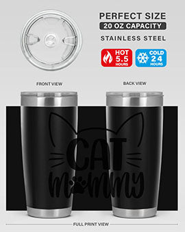 Cat Mommy Style 88# Tumbler in stainless steel with a stylish design, perfect for cat lovers.
