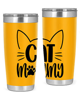 Cat Mommy Style 88# Tumbler in stainless steel with a stylish design, perfect for cat lovers.