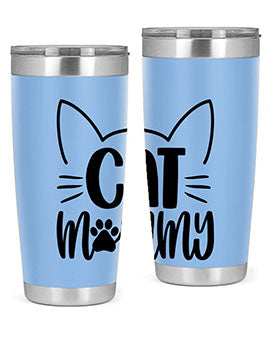 Cat Mommy Style 88# Tumbler in stainless steel with a stylish design, perfect for cat lovers.