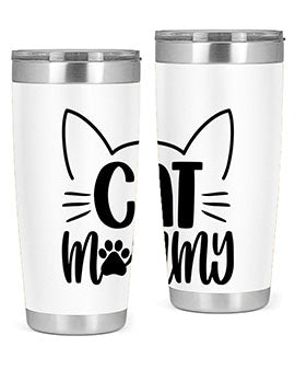 Cat Mommy Style 88# Tumbler in stainless steel with a stylish design, perfect for cat lovers.