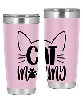 Cat Mommy Style 88# Tumbler in stainless steel with a stylish design, perfect for cat lovers.