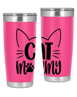 Cat Mommy Style 88# Tumbler in stainless steel with a stylish design, perfect for cat lovers.