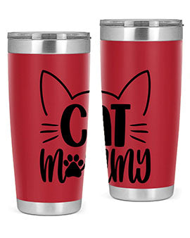 Cat Mommy Style 88# Tumbler in stainless steel with a stylish design, perfect for cat lovers.