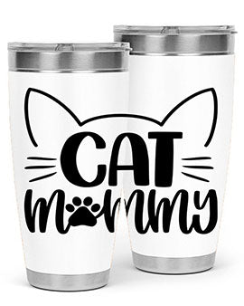 Cat Mommy Style 88# Tumbler in stainless steel with a stylish design, perfect for cat lovers.