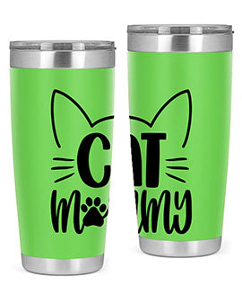 Cat Mommy Style 88# Tumbler in stainless steel with a stylish design, perfect for cat lovers.