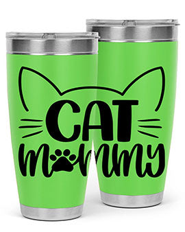 Cat Mommy Style 88# Tumbler in stainless steel with a stylish design, perfect for cat lovers.