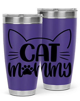 Cat Mommy Style 88# Tumbler in stainless steel with a stylish design, perfect for cat lovers.
