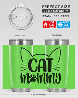 Cat Mommy Style 88# Tumbler in stainless steel with a stylish design, perfect for cat lovers.