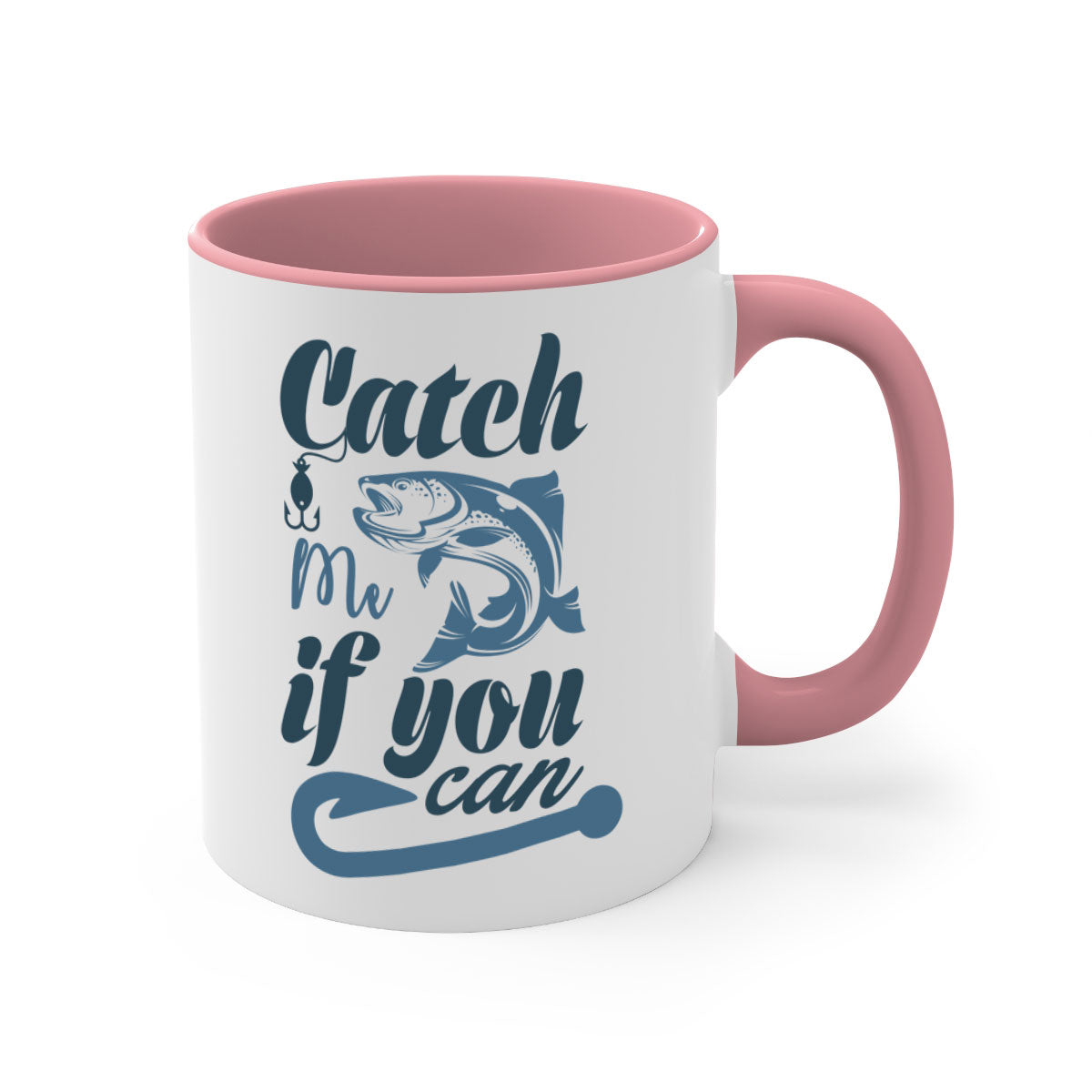 Catch Me 172# Fishing Mug with colorful handle and glossy finish, perfect for coffee and tea lovers.