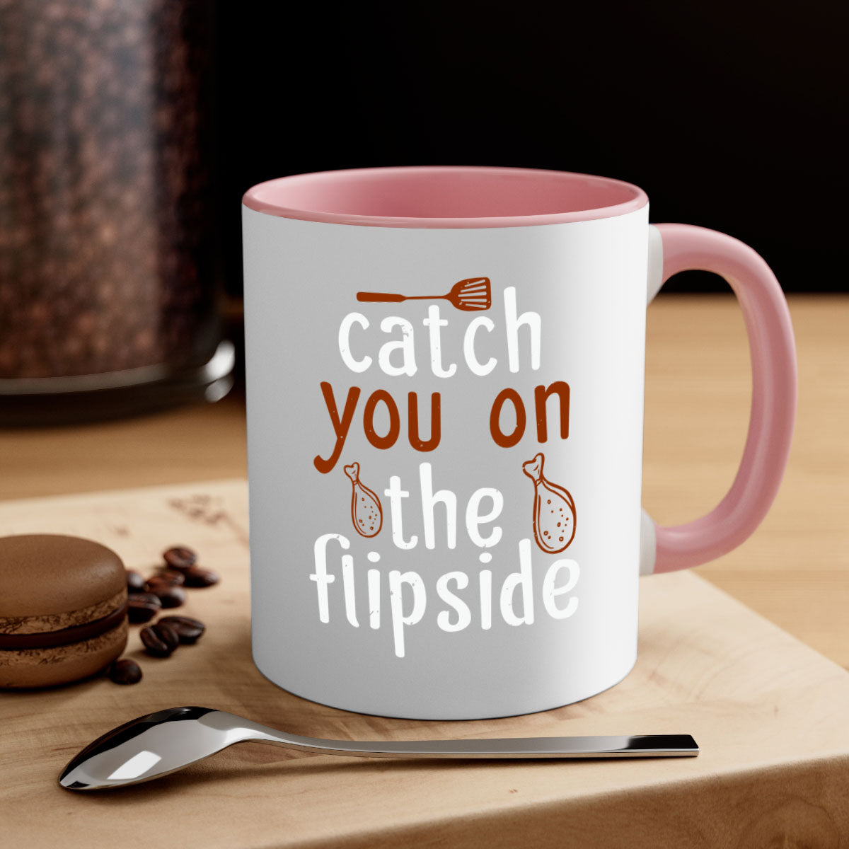 Catch You on the Flipside 3# Mug with colorful handle and glossy finish, available in multiple colors and sizes.