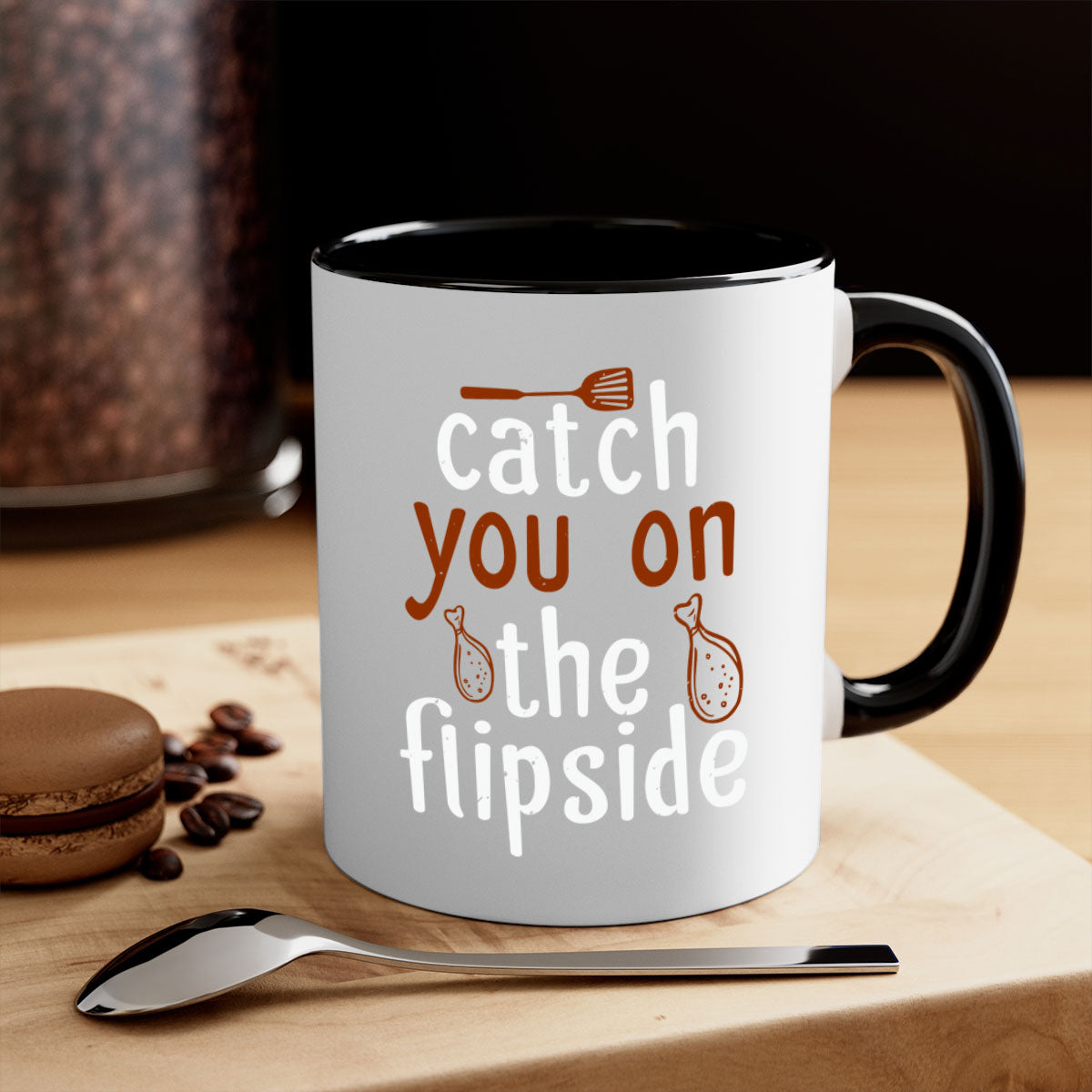 Catch You on the Flipside 3# Mug with colorful handle and glossy finish, available in multiple colors and sizes.